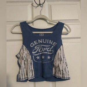 Blue and White Genuine Ford Crop Top